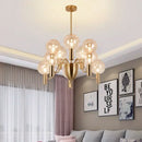 Axyaa Gold LED Chandelier with Pink Glass Shades for Home Decor