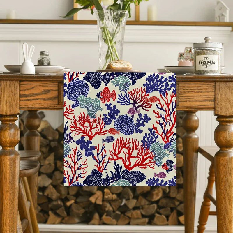 Axyaa Coral Table Runner for Rustic Dining Decor - Wedding Party Home Coffee Hotel