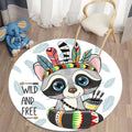 Axyaa Lion Cartoon Animal Round Carpet for Living Room Children's Bedroom