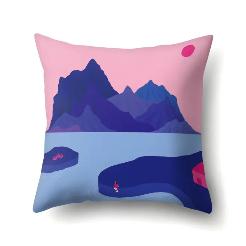 Axyaa Cartoon Abstract Scene Cushion Cover 45x45cm