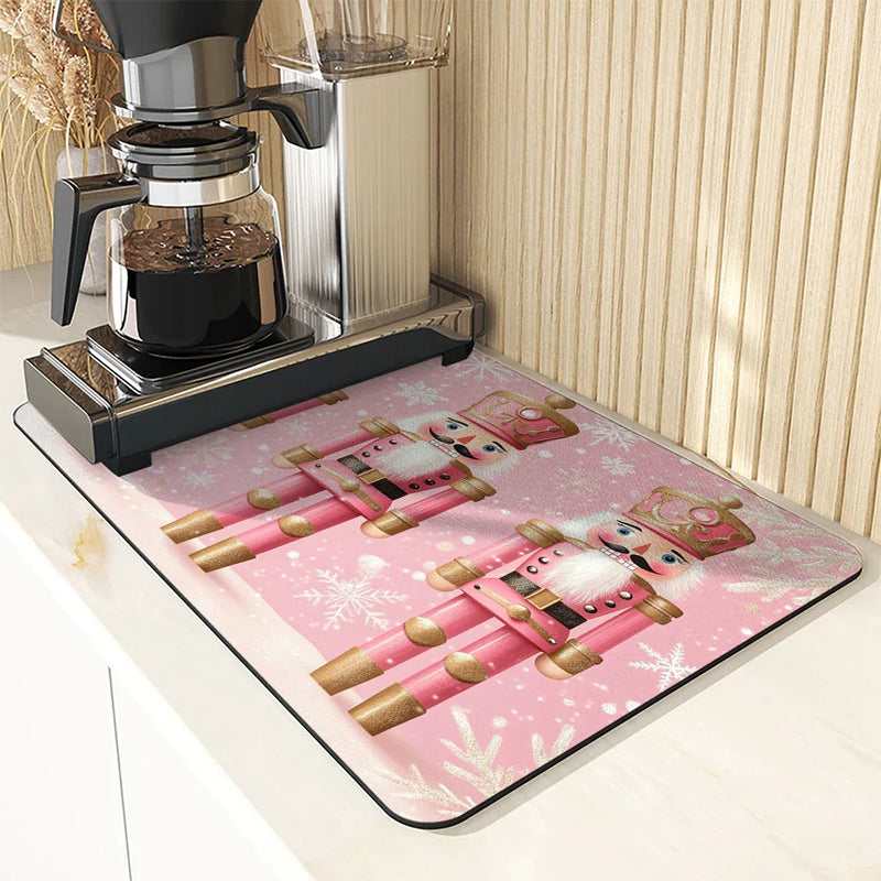 Axyaa Christmas Coffee Tablewear Drain Pad: Absorbent & Anti-Slip Drainer