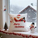 Axyaa Christmas Festival Pillowcase Set - Santa Claus Reindeer Embroidery Pillow Covers