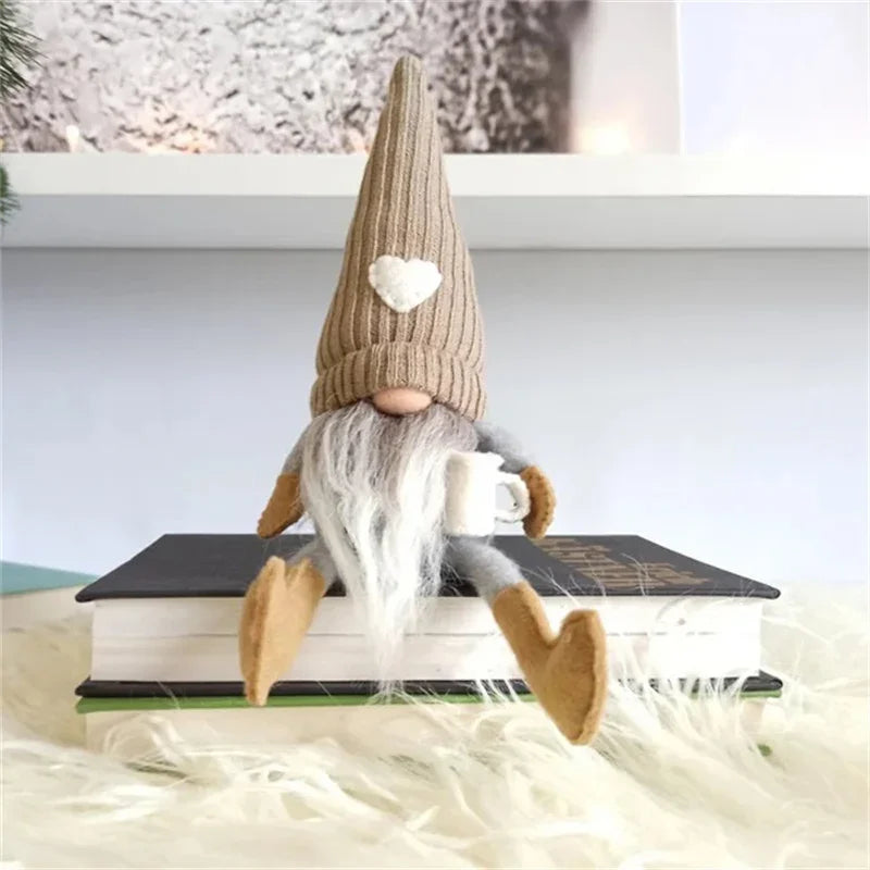 Axyaa Christmas Knitting Plush Dwarf Boy Girl Doll Set for Desktop Decoration