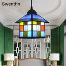 Axyaa Stained Glass Pendant Lights for Mediterranean Loft Decor