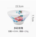 Axyaa 6-inch High Feet Noodle Bowl: Porcelain Ceramic Soup Bowl with Anti-scalding Rim