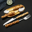 Axyaa Stainless Steel Bamboo Root Handle Cutlery Set for Kitchen Tableware