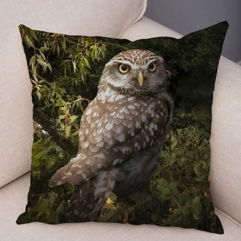 Axyaa Wild Owl Cushion Cover: Decorative Sofa Pillowcase for Home and Children's Room