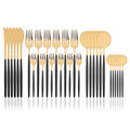 Axyaa 30-Piece White Gold Stainless Steel Cutlery Set
