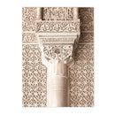 Morocco Architecture Islamic Canvas Art Print with Beige Flower Palm Tree Painting - Axyaa