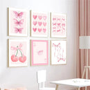 Pink Bows Cherry Wall Art Canvas Poster Prints Axyaa College Girl Room Decor