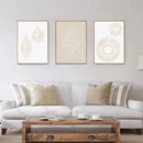 Axyaa Beige Line Abstract Canvas Wall Art Print Set for Modern Minimalist Home Decor