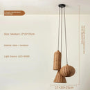 Rattan Retro Pendant Light by Axyaa - Hand-Woven Wooden Farmhouse Dining Light