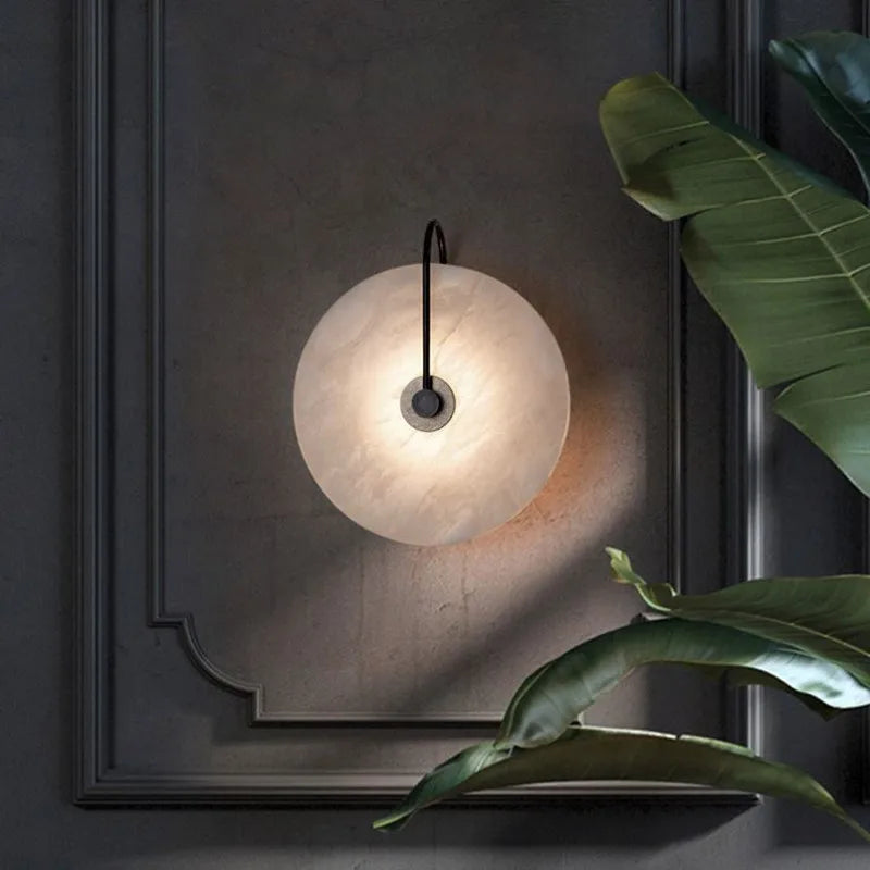 Axyaa Circle Wall Light: Modern Art Stone LED Wall Lamp for Indoor Bedroom, Living Room, Hotel