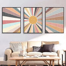 Boho Sun Wall Art Print Canvas Painting Mid Century Retro Poster Axyaa Decor