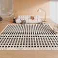 Axyaa Luxury Cream Checkerboard Carpet for Large Living Room Area