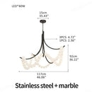 Axyaa Nordic Style Pearl Marble Pendant Lamp, Spanish Stone Design in Brass Black Nickel