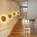 Axyaa Nordic LED Wooden Wall Lamp - Modern Circle Design for Bedroom, Staircase & Background Wall
