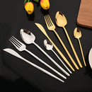 Axyaa 16Pcs Western Black Gold Dinnerware Set Stainless Steel Tableware Flatware