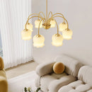 Axyaa Lily of the Valley Copper Chandelier: Modern Cream Style Pendant Lighting for Home