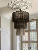 Axyaa Smokey Gray Glass Hanging Chandeliers for Dining Living Room Loft Bedroom