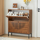 Axyaa Farmhouse Shoe Storage Cabinet with 2 Flip Drawers