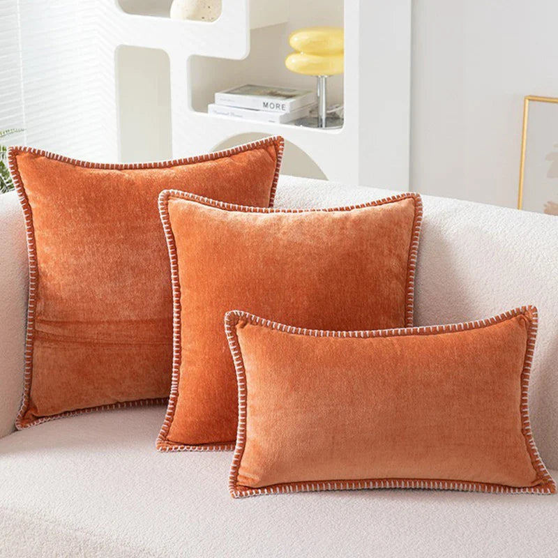Luxury Chenille Velvet Cushion Cover for Elegant Living Room Decor by Axyaa