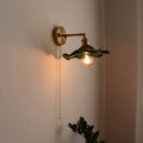 Axyaa Glass Copper LED Wall Sconce Pull Chain Switch Bedroom Living Room Light