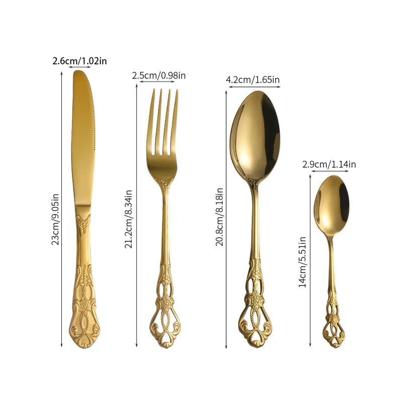Axyaa 24-Piece Stainless Steel Tableware Set for Family Hotel Party Christmas Gift