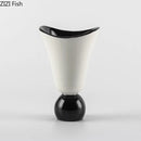 Axyaa White Ceramic Hat Vase for Floral Arrangement and Room Decor