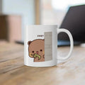 Axyaa Cute Cat Peach Goma Coffee Tea Mug | Ceramic Funny Animal Breakfast Cup