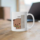 Axyaa Cute Cat Peach Goma Coffee Tea Mug | Ceramic Funny Animal Breakfast Cup