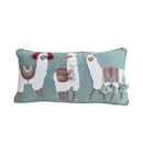 Axyaa Floral Alpaca Elephant Embroidered Lumbar Pillow Cover - Boho Style
