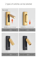 Axyaa Black Brass USB Wall Lamp Sconce, 3W Spotlight for Bedroom Reading