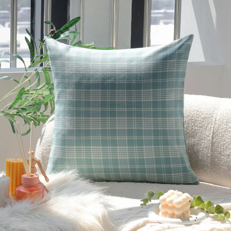 Axyaa Plaid Cushion Cover: Simple Nordic Style Sofa Pillow Cover for Home Decor