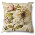 Axyaa Rose Butterfly Print Cotton Linen Pillowcase for Modern Living Room Decor