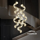 Axyaa Wave Steel Luxury LED Chandelier with K9 Crystals - Dimmable Home Luminarias
