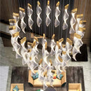 Axyaa Luxury Acrylic LED Chandelier Staircase Villa Pendant Light Fixtures
