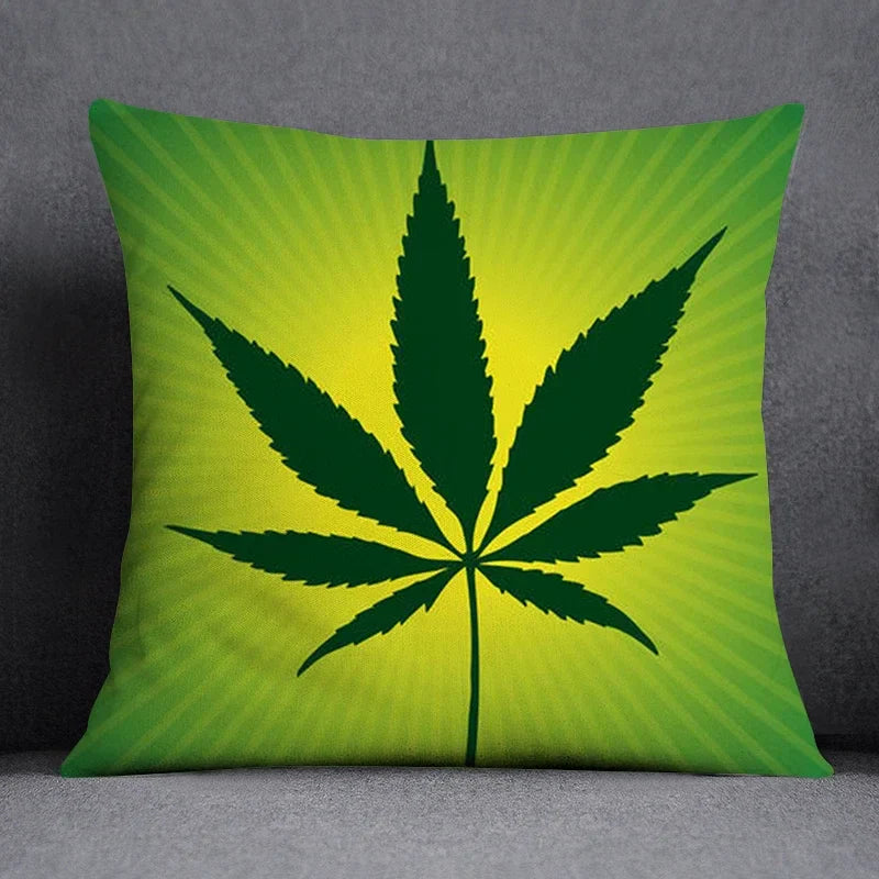 Axyaa Green Leaf Theme Pillowcase - Decorative Polyester Home Decoration 45*45cm