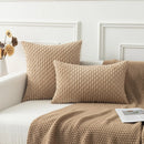 Axyaa Corduroy Striped Cushion Cover 55x55cm for Sofa, Couch, Bed - Khaki Large Size