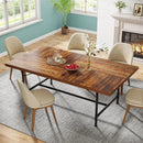 Rustic Axyaa Dining Table: 70.9-Inch Wood Table for 6-8 People with Metal Frame