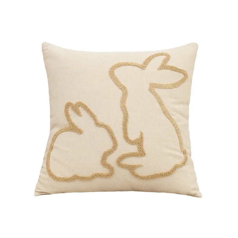 Axyaa Bunny Rabbit Pillow Cover Beige Coffee 45x45cm for Easter Decoration