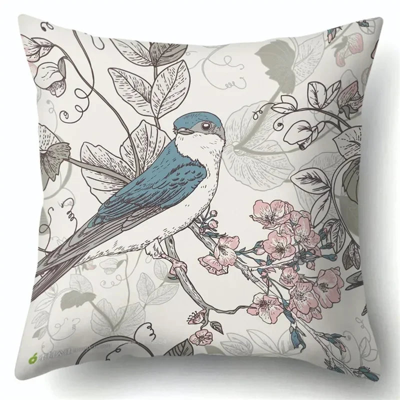 Axyaa Tree Flower Plant Landscape Print Pillow Cover 45X45CM