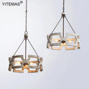 Axyaa Vintage White Wooden Chandelier: Rustic Metal Lighting for Living Dining Bedroom