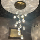 Axyaa LED Crystal Chandelier Staircase Pendant Lamp for Living Room - Modern Indoor Lighting Fixtures