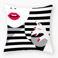 Axyaa Red Lips Stripe Throw Pillow Cover - 45X45CM