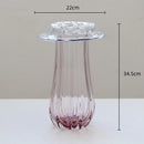 Axyaa Pink Glass Vase Wave Edge Storage Tray Terrarium Hydroponics Home Decor