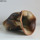 Axyaa Pleated Cloth Bags Ceramic Vase Rust Flower Pot Table Decoration