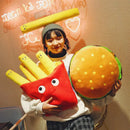 Hamburg Fries Plush Snacks Pillows by Axyaa: Creative Birthday Gifts for Girls