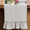Axyaa Romantic Ruffled Cotton Table Runner - Rural Style Dining Table Decor