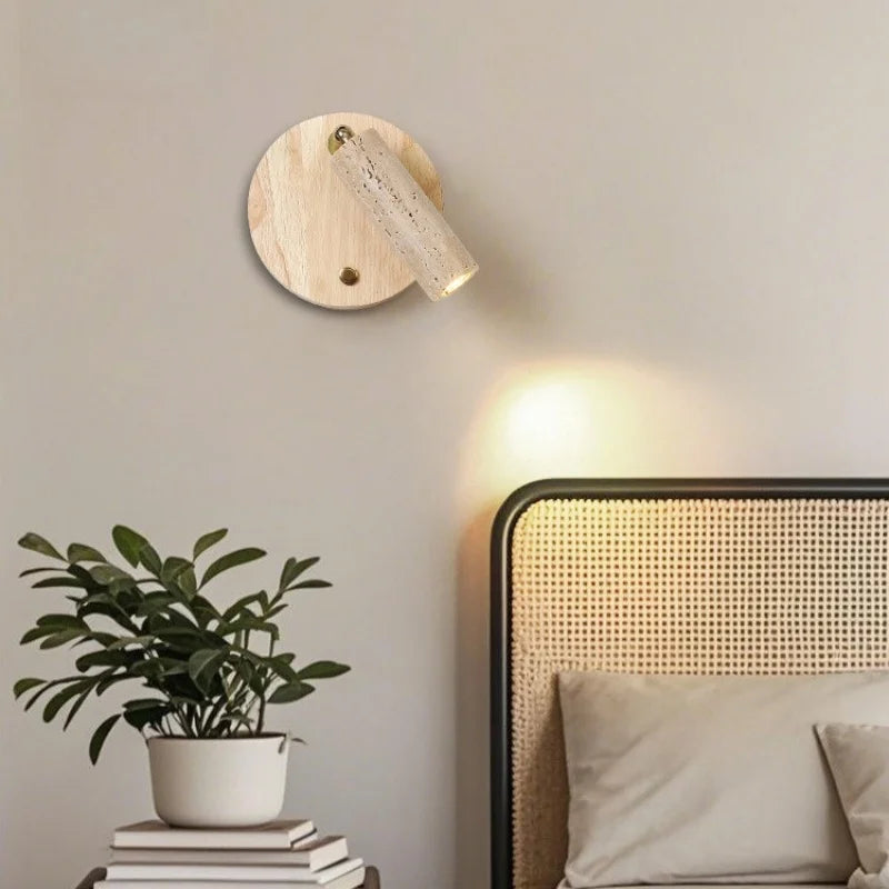 Axyaa Wabi Sabi LED Wall Sconce Yellow Travertine Bedside Lamp